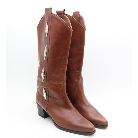 Vintage Brown Heeled Boots - Picture 2 of 11